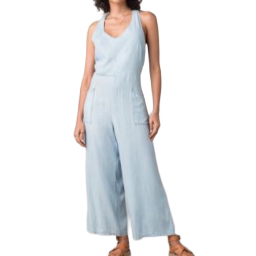 Prana Bahia Wide Leg Jumpsuit Light Blue Women's Size‎ Small Retail: $89 Boho